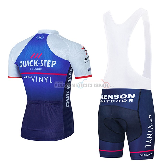 Abbigliamento Ciclismo Quick Step Manica Corta 2022 Alpha Vinyl Blu Bianco